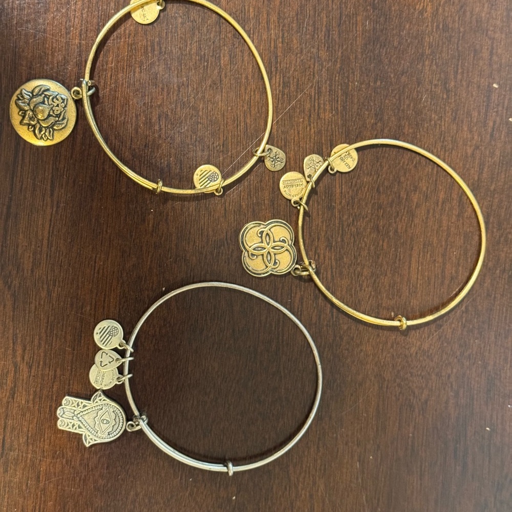 Alex and Ani set of 3 Gold and Silver bracelets